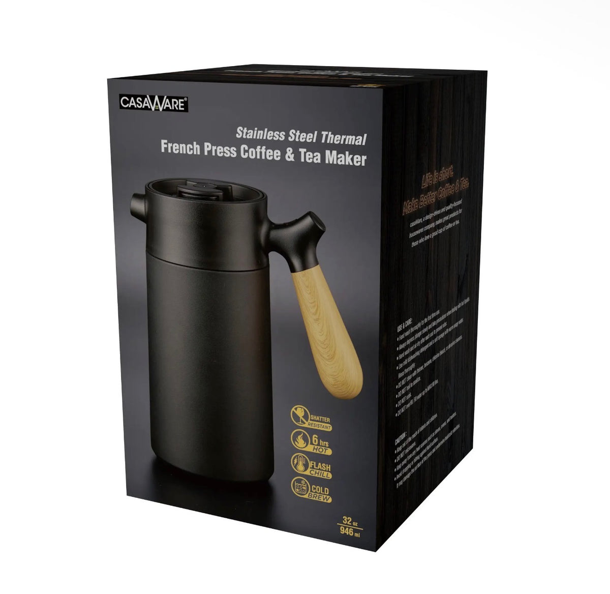 CasaWare Stainless Steel Thermal French Press & Tea Maker - 10% OFF When Purchased With a Bag of Coffee!
