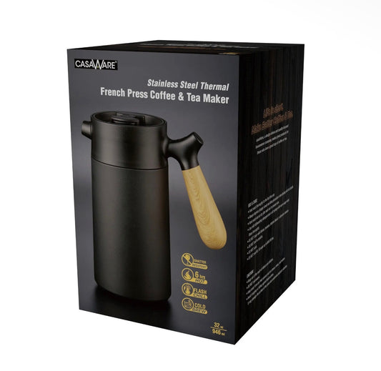 CasaWare Stainless Steel Thermal French Press & Tea Maker - 10% OFF When Purchased With a Bag of Coffee!